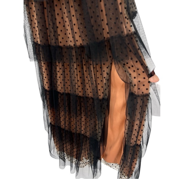 Giffniseti NWT Mesh Polkadot Whimsygoth Witchy Fairy Black Cream FlowyMaxi Dress - Picture 8 of 15